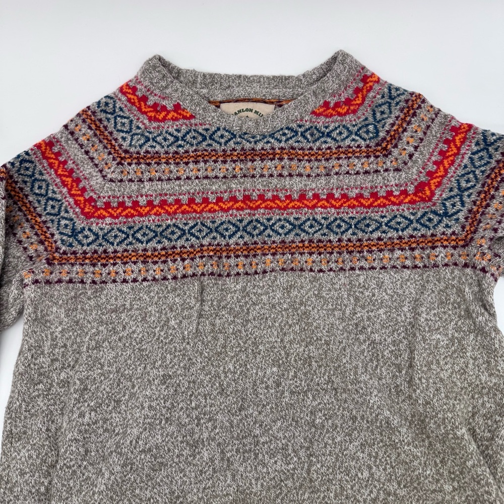 O’Hanlon Mills Fair Isle Sweater Wool Blend Nordic Knit Gray Women’s M - Picture 2 of 10